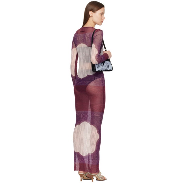  장 폴 고티에 Jean Paul Gaultier Burgundy & Purple The Cartouche Maxi Dress 242808F055019