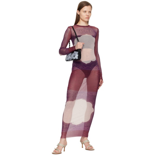  장 폴 고티에 Jean Paul Gaultier Burgundy & Purple The Cartouche Maxi Dress 242808F055019