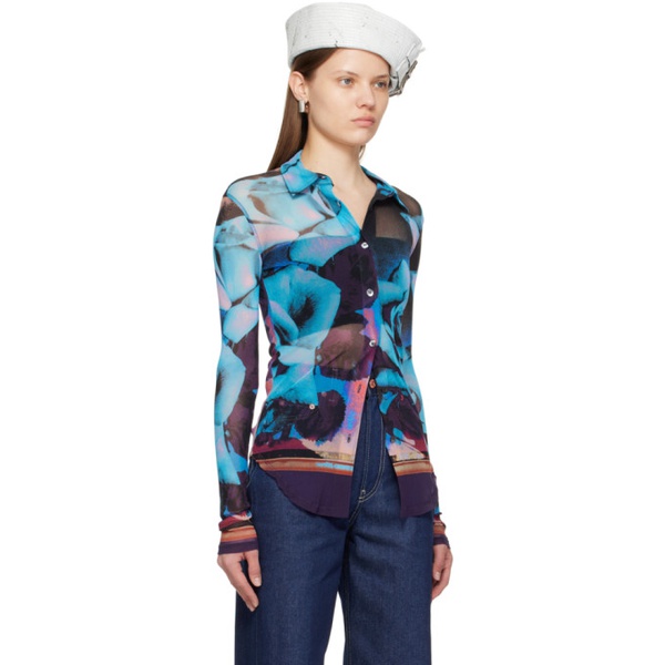  장 폴 고티에 Jean Paul Gaultier Blue & Purple Roses Shirt 242808F109007