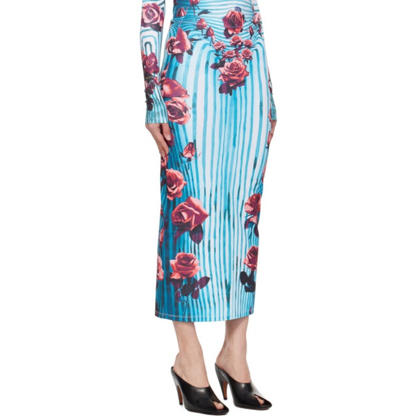  장 폴 고티에 Jean Paul Gaultier Blue & Red Flower Body Morphing Maxi Skirt 242808F093002
