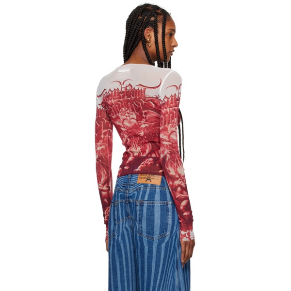  장 폴 고티에 Jean Paul Gaultier Red & White The Diablo Long Sleeve T-Shirt 242808F110004