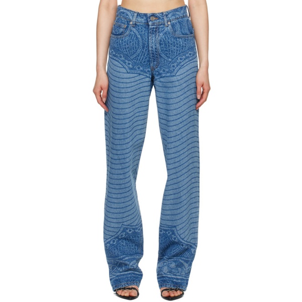  장 폴 고티에 Jean Paul Gaultier Blue Laser Printed Jeans 242808F069002