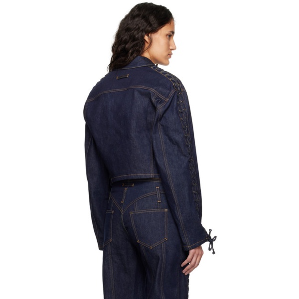  장 폴 고티에 Jean Paul Gaultier Indigo The Lace-Up Denim Jacket 232808F060005