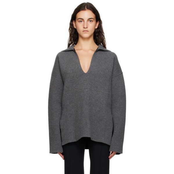 질샌더 질샌더 Jil Sander Gray & Black Reversible Sweater 232249F100001