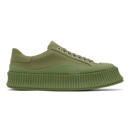 질샌더 Jil Sander Green Canvas Platform Sneakers 231249M237016