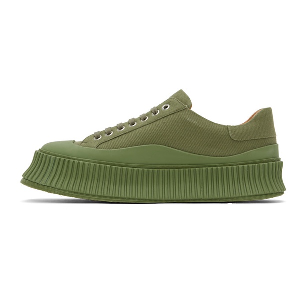 질샌더 질샌더 Jil Sander Green Canvas Platform Sneakers 231249M237016