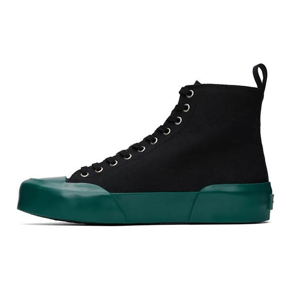 질샌더 질샌더 Jil Sander Black & Green High-Top Sneakers 231249M236005