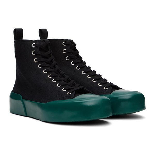 질샌더 질샌더 Jil Sander Black & Green High-Top Sneakers 231249M236005