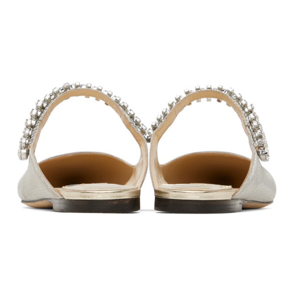  지미 추 Jimmy Choo Silver Bing Flat Mules 232528F121003