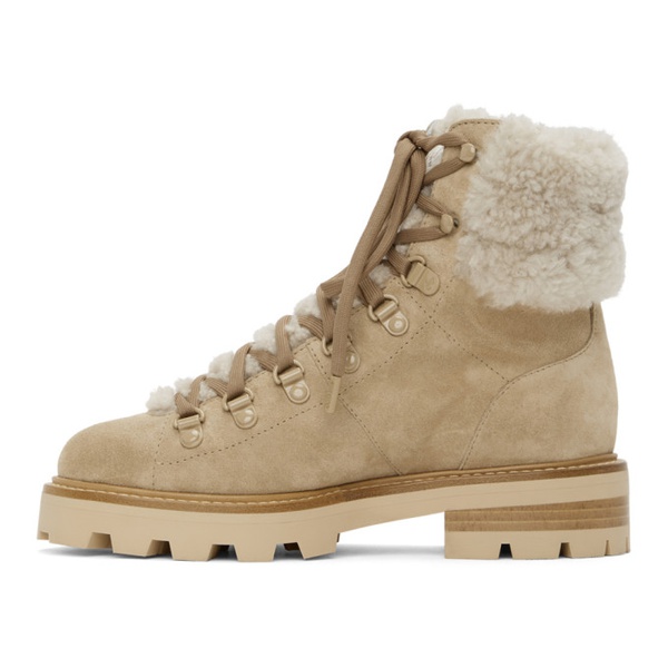  지미 추 Jimmy Choo Beige Shearling Eshe Hiking Boots 212528F113003