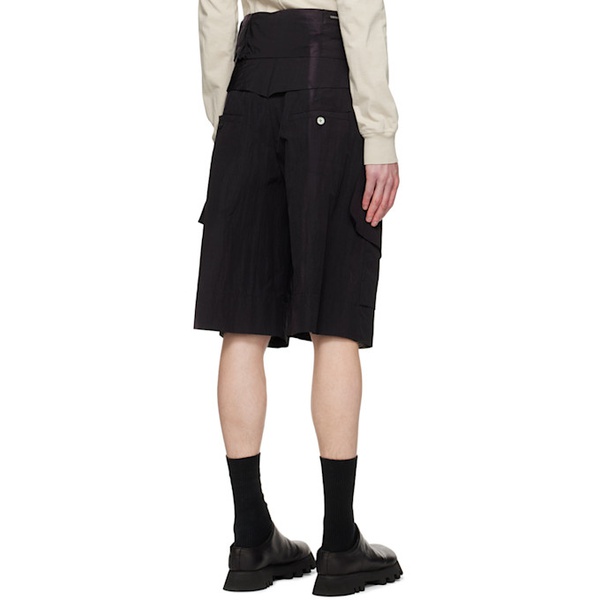  JiyongKim Black Graphic Shorts 231385M193007