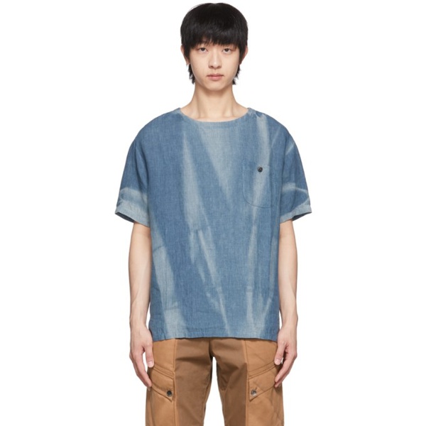 JiyongKim SSENSE Exclusive Blue Linen T-Shirt 221385M213011