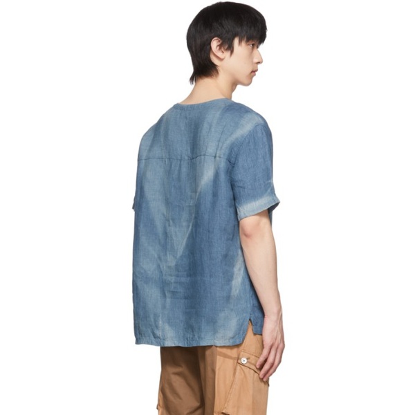  JiyongKim SSENSE Exclusive Blue Linen T-Shirt 221385M213011