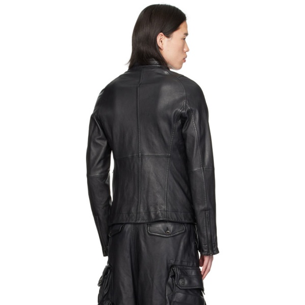  줄리어스 Julius Black 다임 Dimensional Leather Jacket 241420M181000