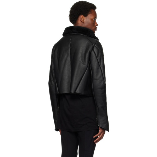  줄리어스 Julius Black Zipped Leather Jacket 232420M179001