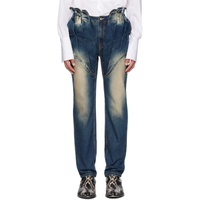 Juntae Kim Blue Gathered Corset Jeans 232092M186002