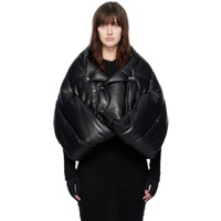 준야 와타나베 Junya Watanabe Black Overlay Faux-Leather Puffer Jacket 232253F061000