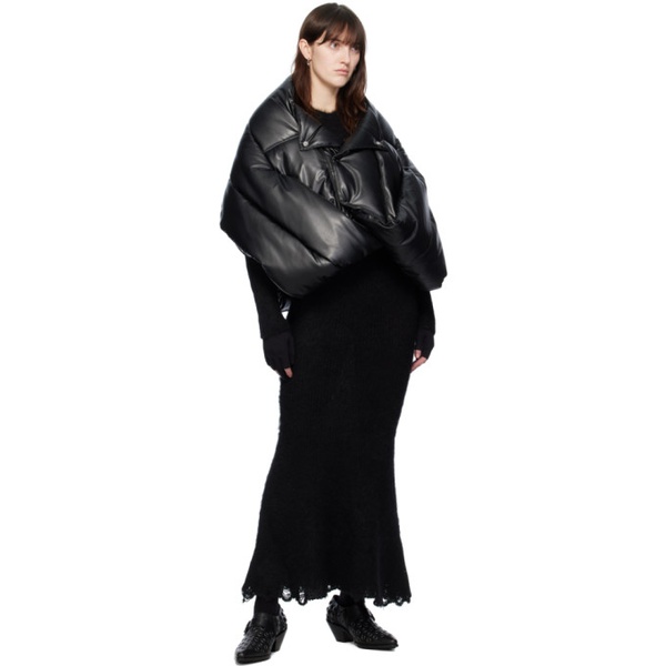  준야 와타나베 Junya Watanabe Black Overlay Faux-Leather Puffer Jacket 232253F061000