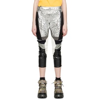 준야 와타나베 Junya Watanabe Silver & Black Paneled Faux-Leather Trousers 231253F087012