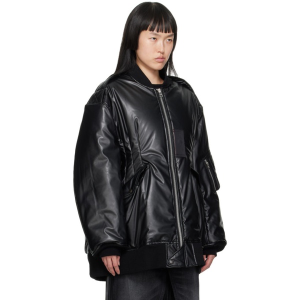  준야 와타나베 Junya Watanabe Black Insulated Faux-Leather Bomber Jacket 232253F058000