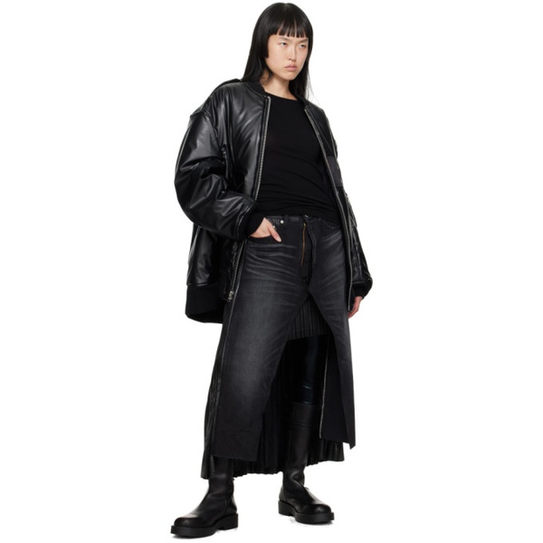  준야 와타나베 Junya Watanabe Black Insulated Faux-Leather Bomber Jacket 232253F058000