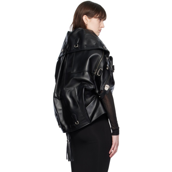  준야 와타나베 Junya Watanabe Black Gathered Faux-Leather Jacket 232253F063004