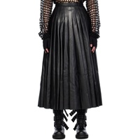 준야 와타나베 Junya Watanabe Black Pleated Faux-Leather Maxi Skirt 232253F092000