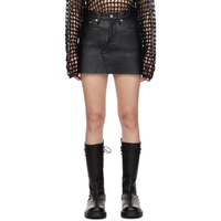 준야 와타나베 Junya Watanabe Black Raw Hem Faux-Leather Miniskirt 232253F090000