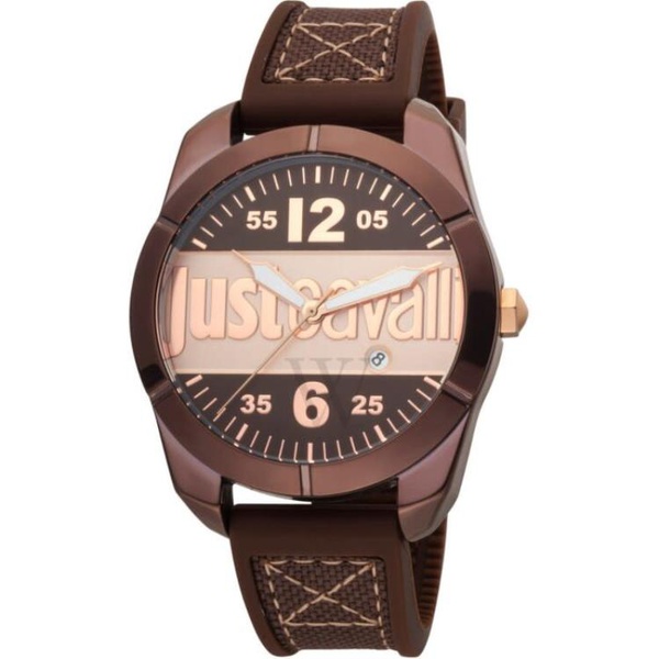  Just Cavalli MEN'S Young Rubber Brown Dial Watch JC1G106P0035