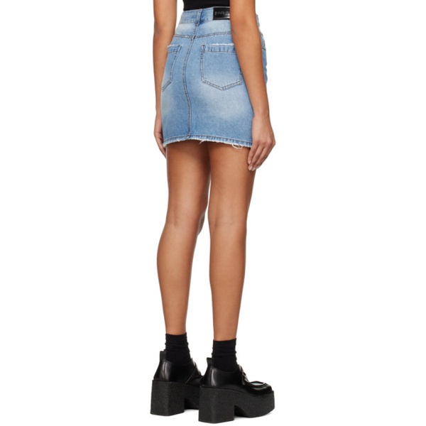  준지 Juun.J Blue Destroyed Denim Miniskirt 231343F090005