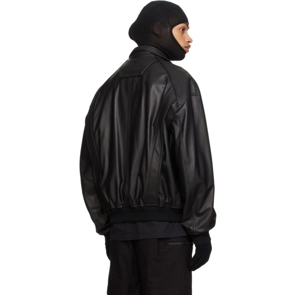  준지 Juun.J Black Paneled Leather Jacket 241343M181001