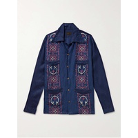 KAPITAL Camp-Collar Indigo-Dyed Printed Linen Shirt 1647597309323375
