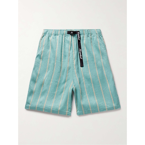  KAPITAL Phillies Straight-Leg Striped Belted Linen and Cotton-Blend Shorts 1647597309323320