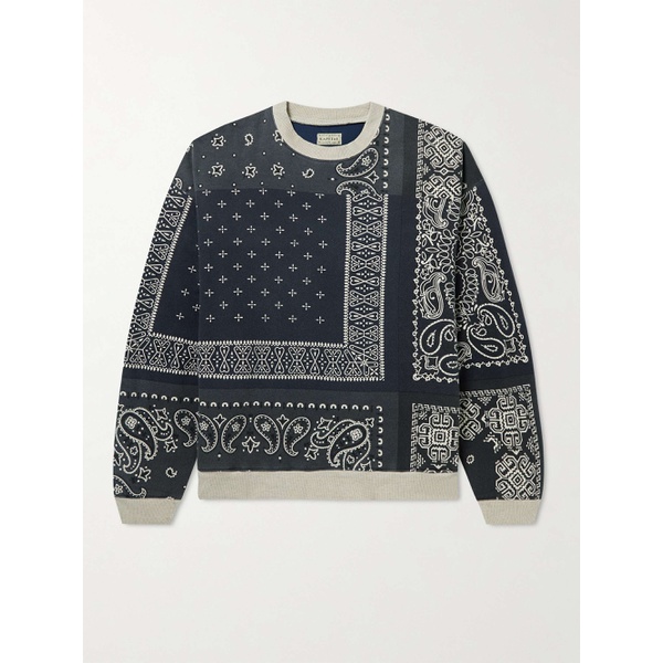  KAPITAL Bandana-Print Cotton-Jersey and Quilted Shell Sweatshirt 20346390236275796