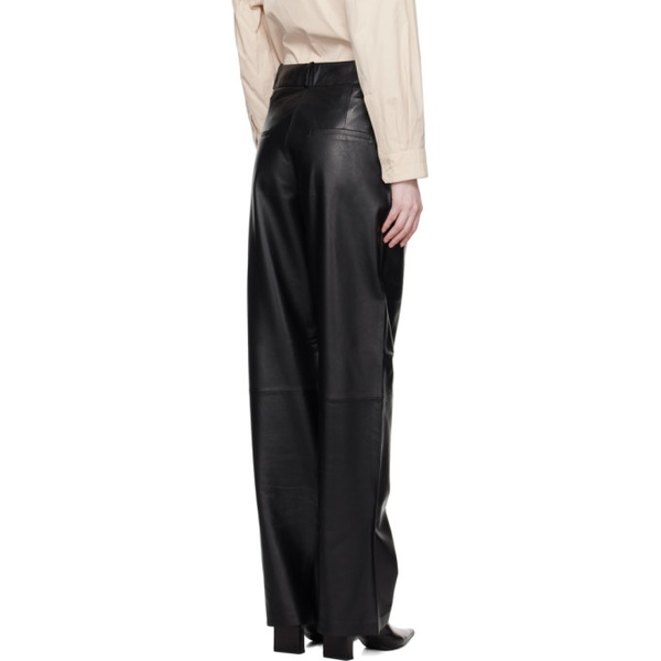  카슬 에디션스 KASSL 에디트 Editions Black Pleated Leather Trousers 241278F084000