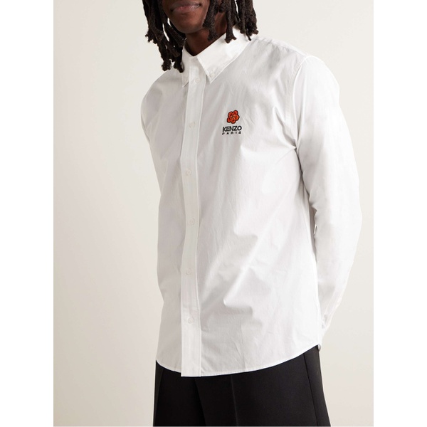  KENZO Button-Down Collar Logo-Embroidered Cotton-Poplin Shirt 1647597327487788