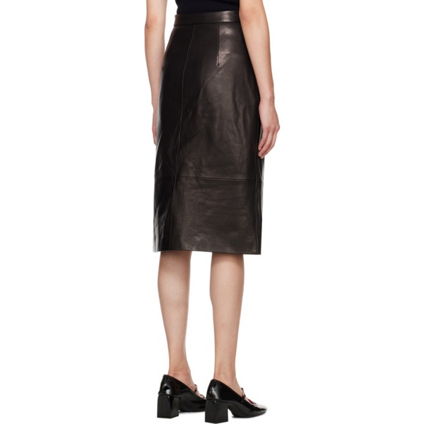  케이트 KHAITE Brown The Fraser Leather Midi Skirt 232914F092002