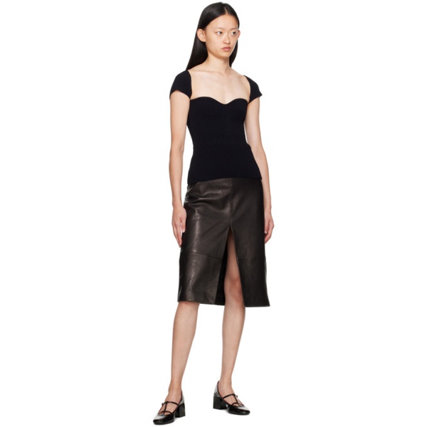  케이트 KHAITE Brown The Fraser Leather Midi Skirt 232914F092002