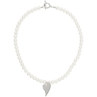 김해김 KIMH?KIM White Faux-Pearl Heart Pendant Necklace 241609F023000