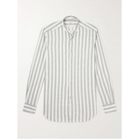 KITON Grandad-Collar Striped Linen-Blend Shirt 1647597310742808