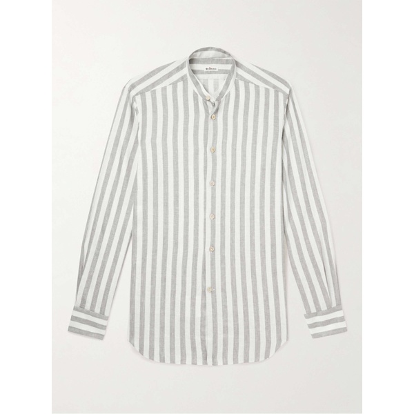  KITON Grandad-Collar Striped Linen-Blend Shirt 1647597310742808