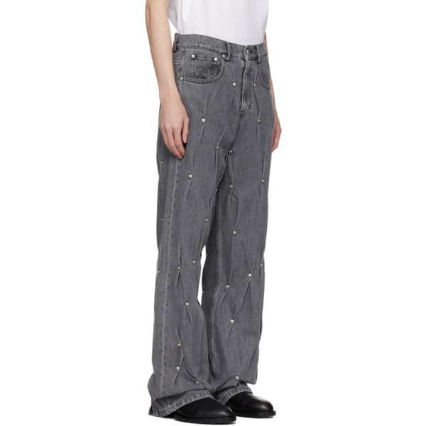  KUSIKOHC Gray Multi Rivet Jeans 241216M186002