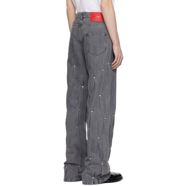 KUSIKOHC Gray Multi Rivet Jeans 241216M186002