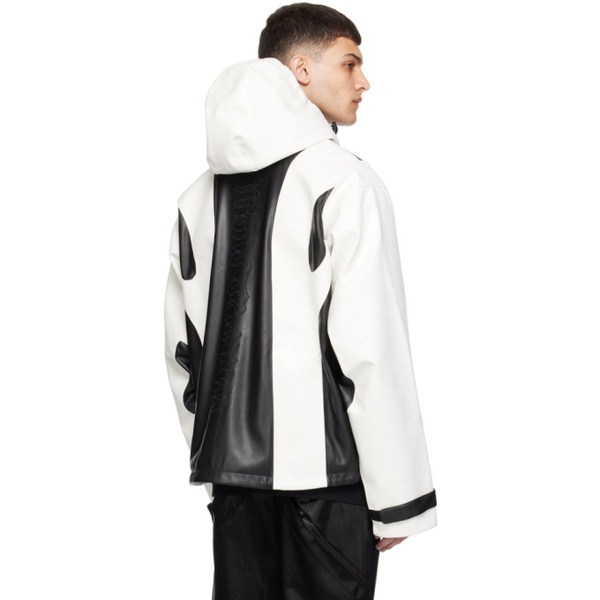  KUSIKOHC White & Black Paneled Faux-Leather Jacket 241216M180003