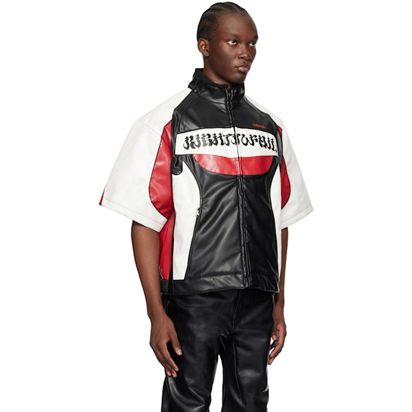  KUSIKOHC Black & Red Rider Faux-Leather Jacket 241216M192011