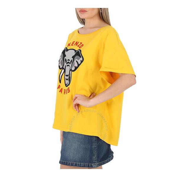  Kenzo Ladies Golden Yellow Elephant Relax T-Shirt FD52TS0024SO.40