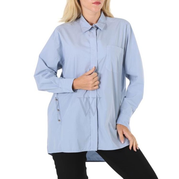  Kenzo Ladies Glacier Long Knotted Cotton Poplin Shirt FB62CH0451LA-62