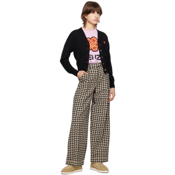  Black & Beige Kenzo Paris Tailored Trousers 231387F087003