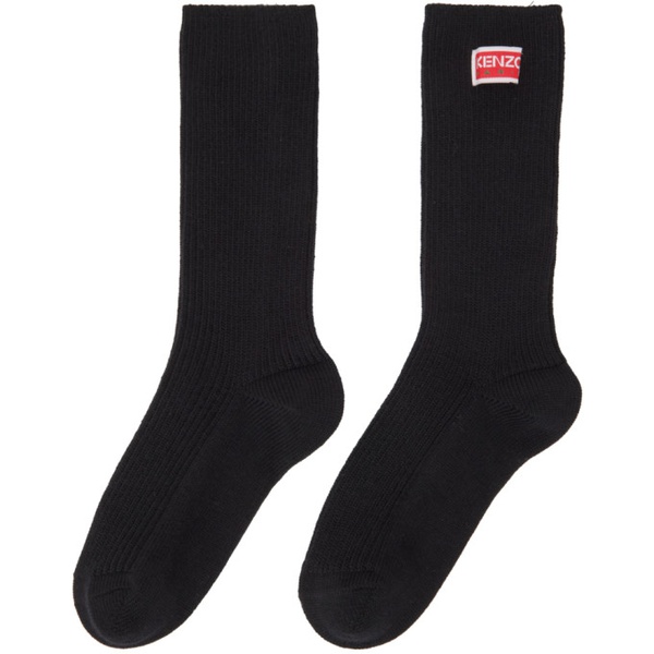  Black Kenzo Paris Tag Socks 232387F076001