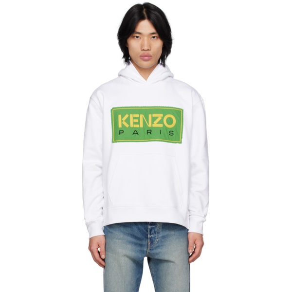  White Kenzo Paris Embroidered Hoodie 231387M202009